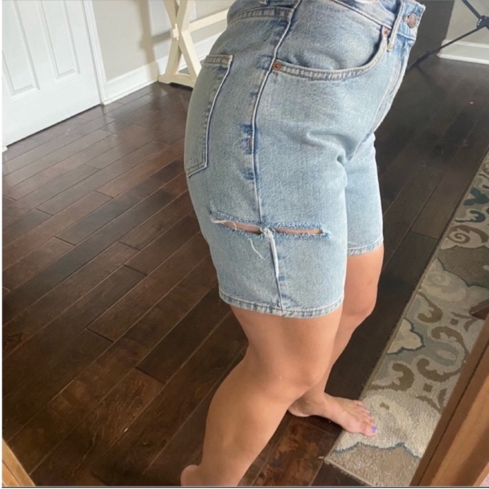 Topshop Editor high rise mid length denim shorts - Picture 14 of 14
